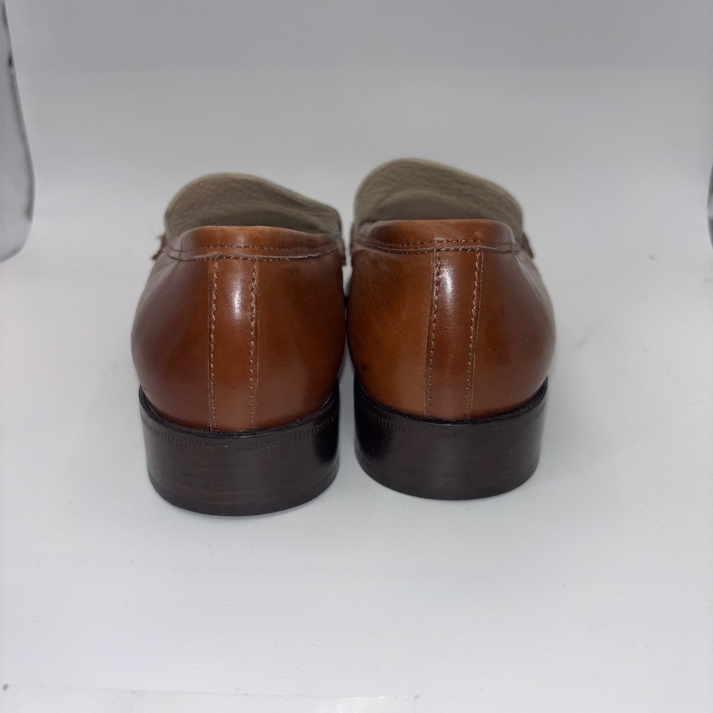 Cole Haan Womens Brown White Leather Horsebit Loafers Made Italy 8127 Size 5.5B - Picture 11 of 12
